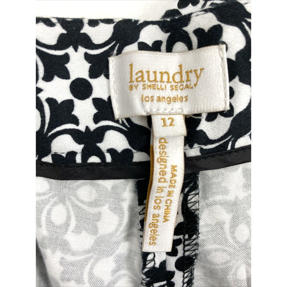 Laundry by Shelli Segal Pants Womens Size 12 Black White Cropped Slacks Pockets - Picture 3 of 11